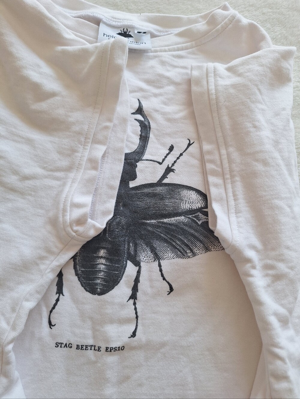 Helon Melon Stag Beetle Heavyweight Cotton Oversized Tee Pockets Mens S M - Picture 7 of 8